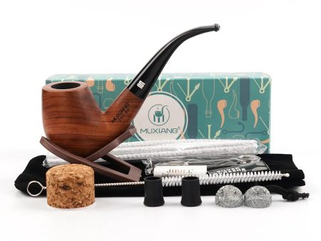 Handmade Solid Dry African Rosewood Pipe with Cleaning Kit and Box Of Pipe Filters Discount