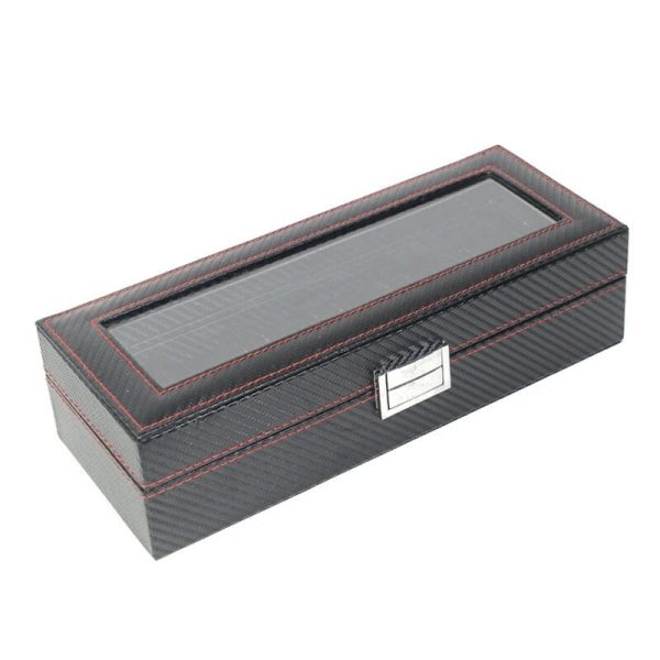 Luxury  High Quality Carbon Fiber Leather Watch Case Box Organizer Online now