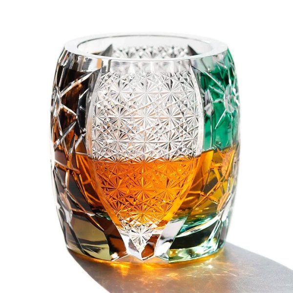 Private Collections  Royal Court Black Green Planet Japanese Edo Kiriko Whiskey Crystal Diamond Cut Glass Fashion