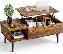 Modern Lift Top Coffee  Computor Table With Storage Shelf and Hidden Compartment For Sale