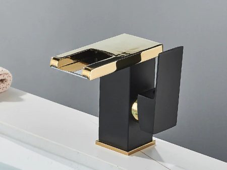 Luxury Modern Bathroom  Waterfall  Solid Brass Faucet LED Color Changing  Deck Mounted Single Handle on Sale