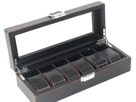 Luxury  High Quality Carbon Fiber Leather Watch Case Box Organizer Online now