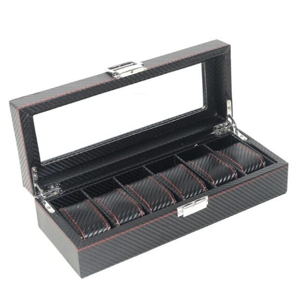 Luxury  High Quality Carbon Fiber Leather Watch Case Box Organizer Online now