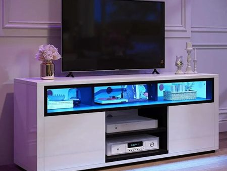 Modern Elegant TV Stand Tables With Storage Cabinets and LED Lights Online Sale