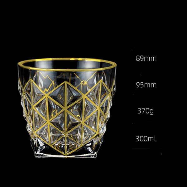 Private Collections Gold Seal 24 K Gold Plated Design Whiskey Brandy  Crystal Diamond Cut Glass Sale