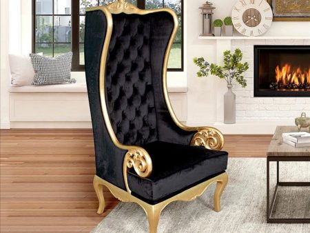 Venetian Doge’s  Palace Wingback Great Golden Throne Black Chair With Real Gold Leaf Online Hot Sale