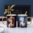 Royal Classic Luxury Premium Oil Painting Tea Coffee Mugs 24 K Gold Plated Bone China Porcelain Online Hot Sale