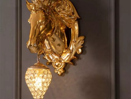 European Retro Sculptural Golden Horse Head Lamp Sconce Light, Indoor  Fixture For Cheap