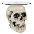 Cofee Tea Table Hand Carved Bone Lost Souls Gothic Skull Glass-Topped Table For Sale