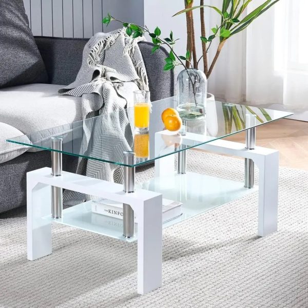 Modern Rectangle Wood Coffee Table With Glass Top Supply