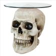 Cofee Tea Table Hand Carved Bone Lost Souls Gothic Skull Glass-Topped Table For Sale