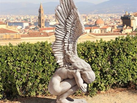 Grande Weeping Redemption and Remembrance Angel Garden Statue by Artist Jaimy For Sale