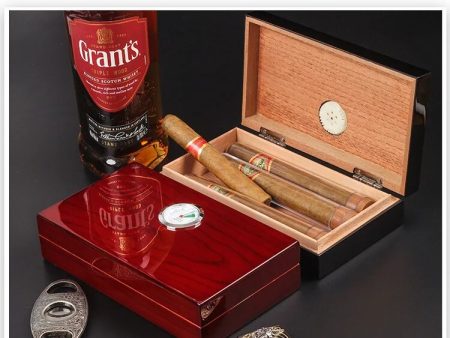 Cigar Case Cuban Humidor 4pcs Portable Cigar Travel Meter Baked Lacquer Double Layer Cedar Wood Online