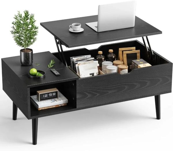 Modern Lift Top Coffee  Computor Table With Storage Shelf and Hidden Compartment For Sale