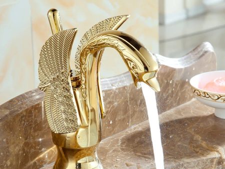 Luxury Contemporary European Style Bathroom Swan Basin Faucet Solid Brass Deck Mounted Single Handle Fashion