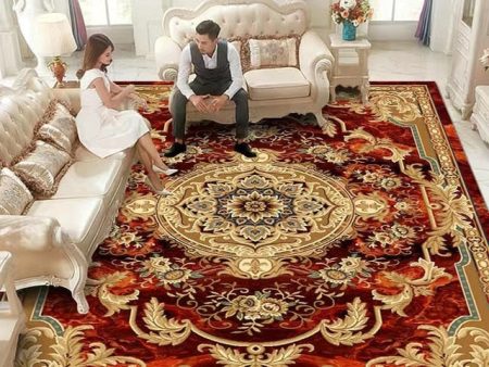 Design Royal Red and Gold Luxury Non-Slip  Rug Carpet Online Sale