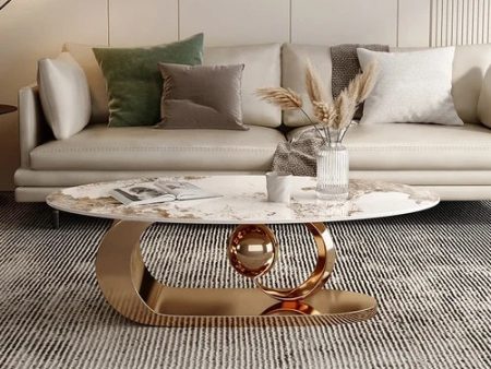 Modern Luxury Elegant Black and Golden Marble Effect Single Coffee Tables Online Sale