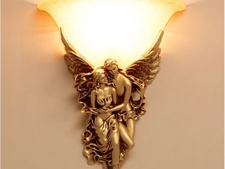 Cupid and Psyche Angels Statue  Sculptural Electric Wall LED 3 Colors Lamp Sconce Sale