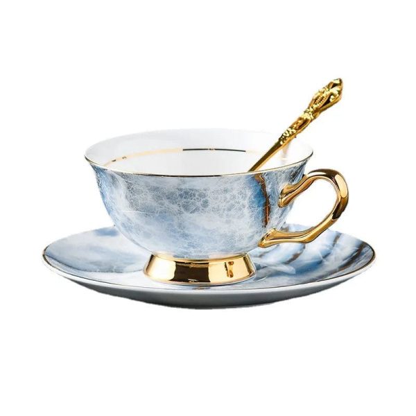 Royal Classic Imperial Coffee and Tea Set 24 K Gold Plated Bone China Porcelain For Sale