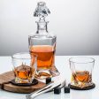 Whiskey Crystal Decanter and Glasses,8 Stone Cubes,Leather Coasters in Pinewood Gift Boxlead Sale