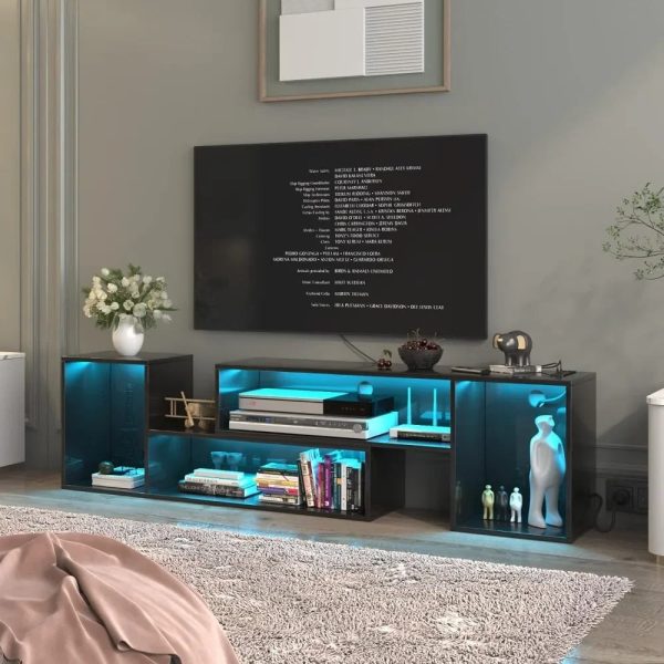 Modern Deformable TV Stand Tables With Storage and LED Lights Discount