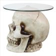 Cofee Tea Table Hand Carved Bone Lost Souls Gothic Skull Glass-Topped Table For Sale