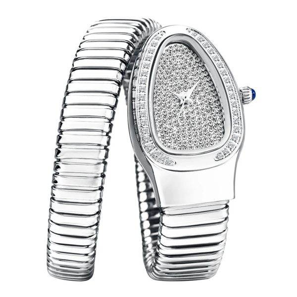 New Snake Design Luxury Wrist Quartz Watch For Women with Lab Diamonds Supply