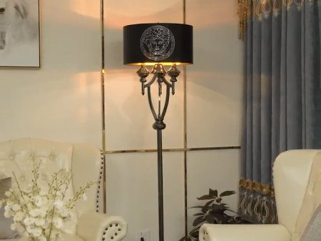 Versace Style  Fabric Lampshade Large Floor Lamp Discount