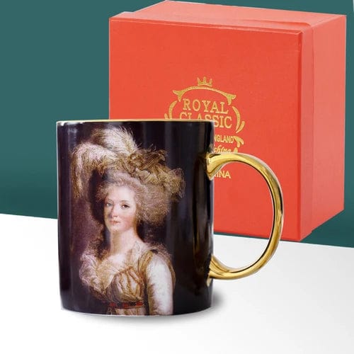 Royal Classic Luxury Premium Oil Painting Tea Coffee Mugs 24 K Gold Plated Bone China Porcelain Online Hot Sale