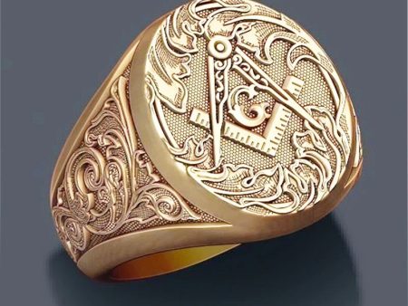 24 karat Gold Plated AG Freemasonry Ring Men s Fashion Fashion