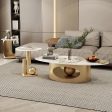 Modern Elegant Black and Golden Marble Effect Coffee Tables For Discount