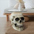 Cofee Tea Table Hand Carved Bone Lost Souls Gothic Skull Glass-Topped Table For Sale