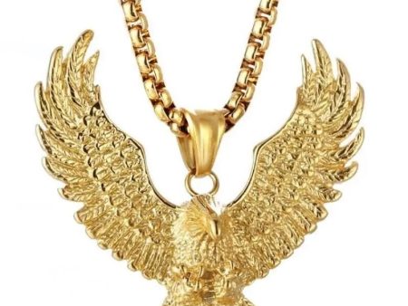 American Golden Eagle Wing Patriotic Pendant Necklace for Men  amd Woman on Sale