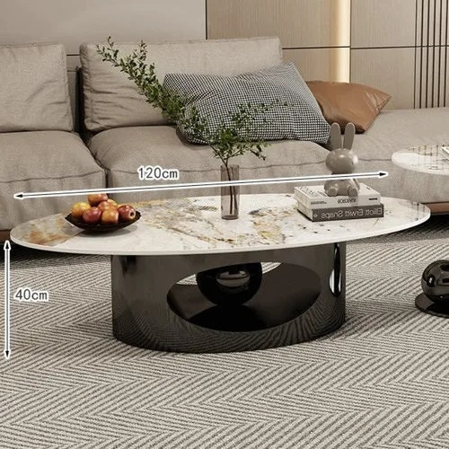 Modern Elegant Black and Golden Marble Effect Coffee Tables For Discount