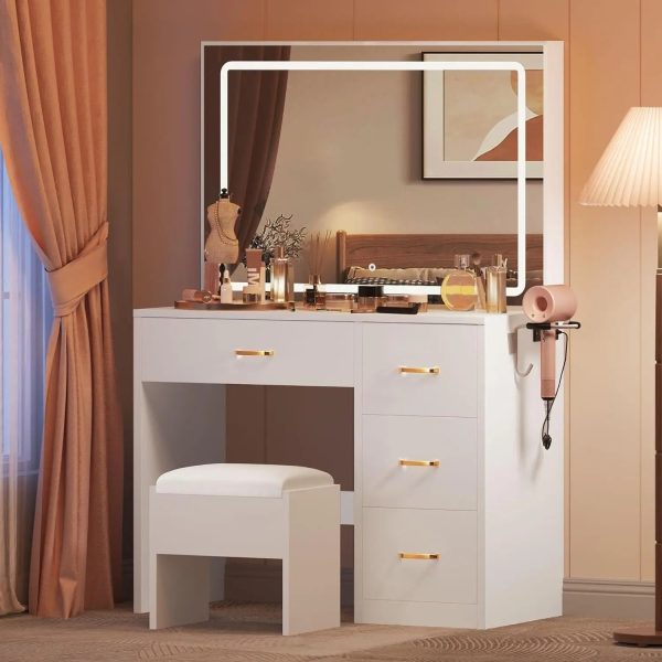 Modern Makeup Vanity Desk with Large Lighted LED Mirror 11 Drawers and Magnifying Glass Sale