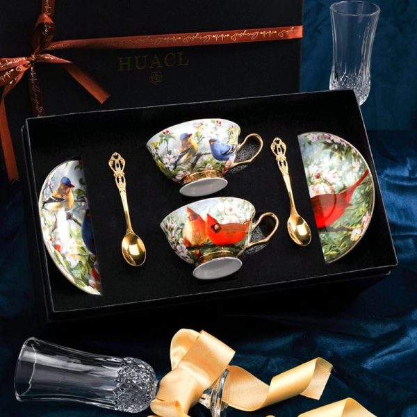 Royal Classic Luxury Premium English Afternoon Style Tea Cofee Sets For Two 24 K Gold Plated Bone China Porcelain Online