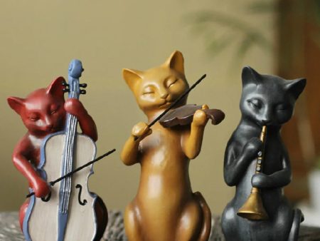 Country Cat Band Three-Piece Suit Animal Sculpture Fashion