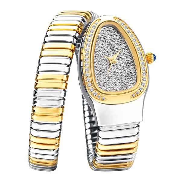 New Snake Design Luxury Wrist Quartz Watch For Women with Lab Diamonds Supply