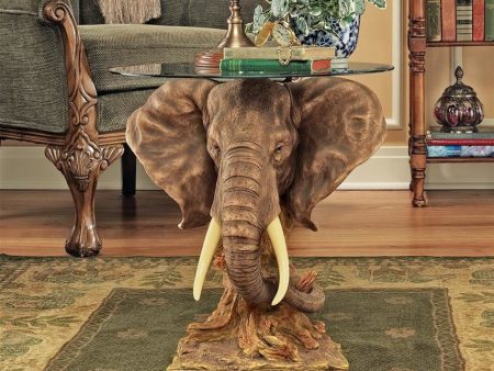 Cofee Tea Side Fortune Elephant Trophy Glass-Topped Sculptural Table by Lord Earl Houghton s Hot on Sale