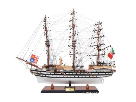 Amerigo Vespucci Italian Royal Navy Tall War Ship Medium Painted Wood Model Sailboat Assembled For Sale