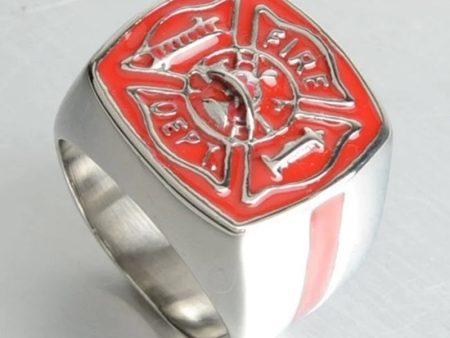 American Firefighter Silver Plated Men s  Ring Online Sale