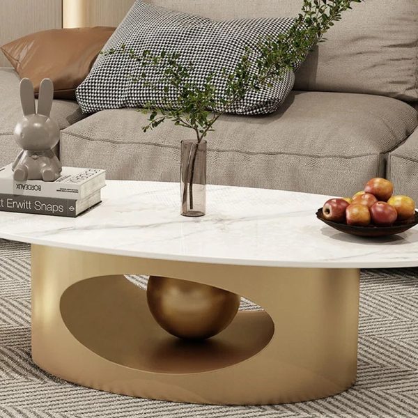 Modern Elegant Black and Golden Marble Effect Coffee Tables For Discount