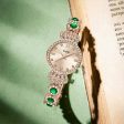 Malachite Green Luxury Inlaid Diamonds Crown Quartz  Women s Watch on Sale