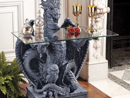 Cofee Tea Hand Carved Dragon Glass-Topped Sculptural Table By artist Gary Chang on Sale