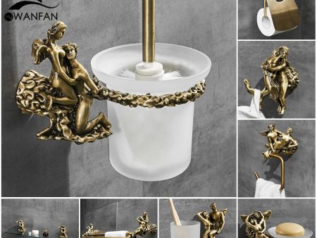 Romantic Bathroom Hardware Accessories Set Cupid and Psyche Towel Ring and Robe Hook, Toilet Paper Holder Towel Bar Toilet Brush Holder For Discount