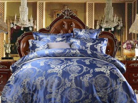 Luxury Blue  Palace Quilt Duvet Bedding Set & Pillowcases Fashion