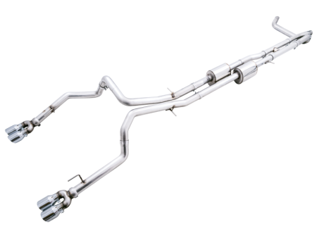 AWE Tuning 22-23 GMC Sierra 1500 AT4X 6.2L 0FG Catback Split Dual (Flat Bumper) - Chrome Silver Tips Online Hot Sale