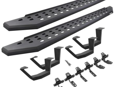 Go Rhino 2022 Toyota Tundra DC 4dr Kit w RB20 Running Board + Brkts + 4 RB20 Drop Steps - Tex. Blk For Cheap