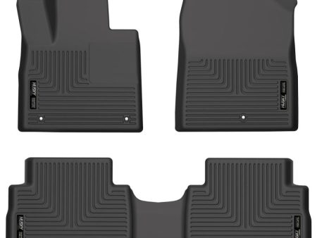 Husky Liners 21-22 Hyundai Santa Fe WeatherBeater Front & 2nd Seat Floor Liners - Black Hot on Sale